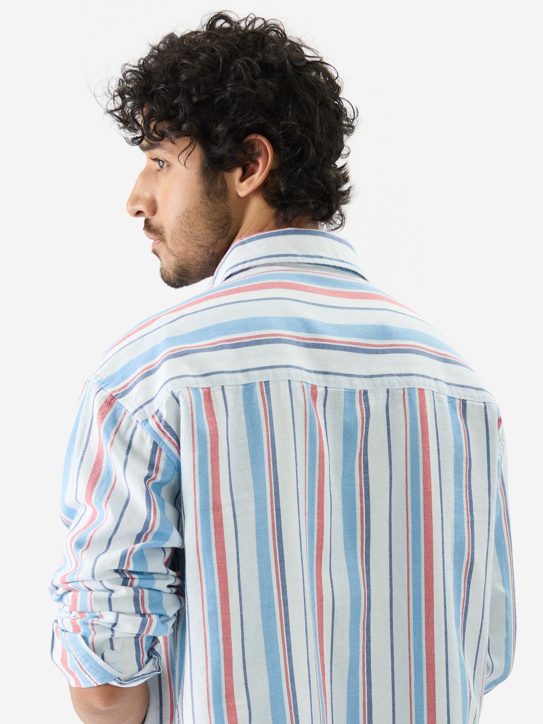 Stripes: Blue, Red Men Relaxed Shirts