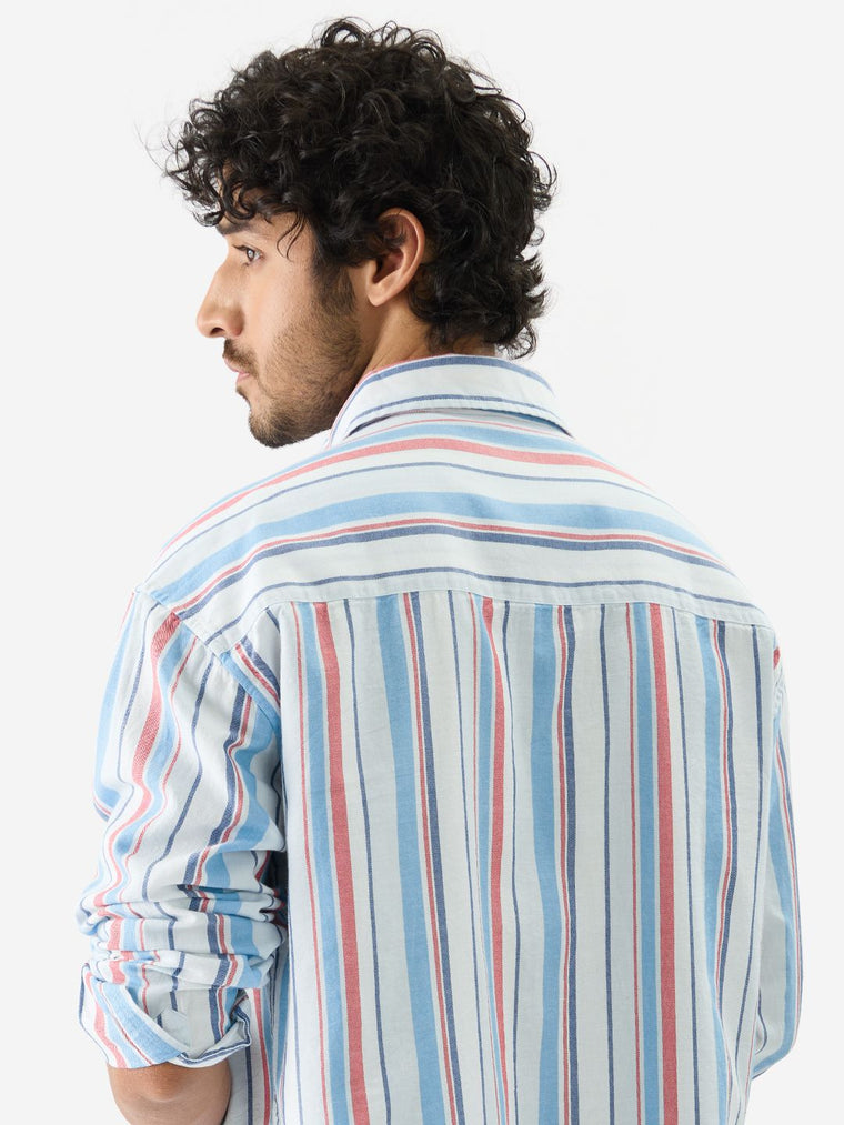 Stripes: Blue, Red Men Relaxed Shirts