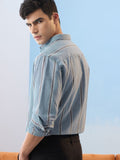 Cotton Linen Stripes: Lagoon Cotton Linen Shirts