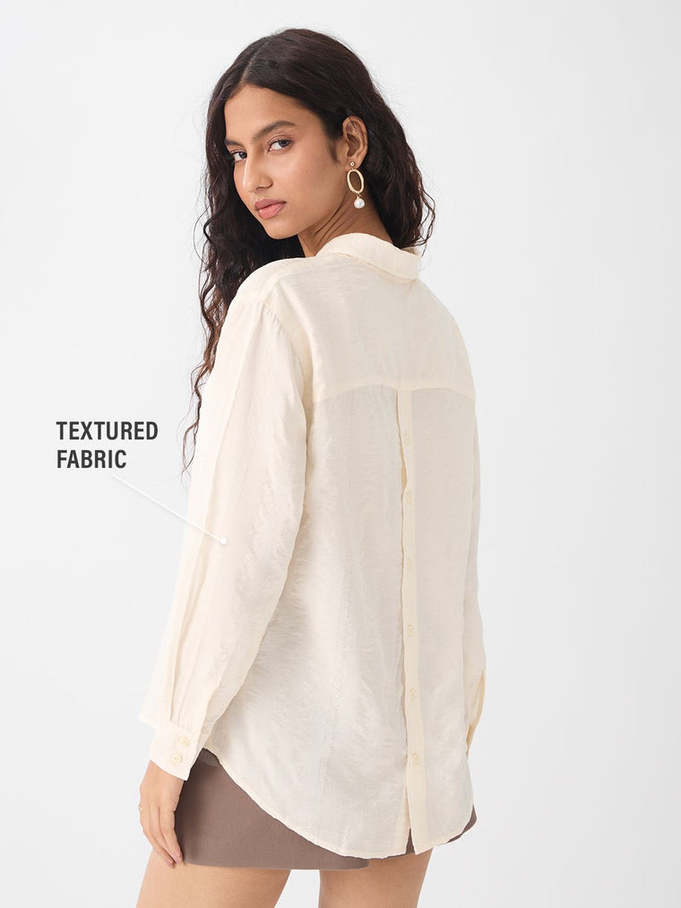 Textured Shirt: Almond Women Relaxed Shirts