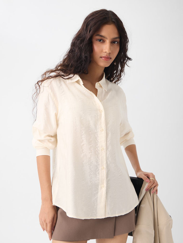 Textured Shirt: Almond Women Relaxed Shirts