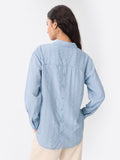 Textured Shirt: Sky-Blue Women Relaxed Shirts