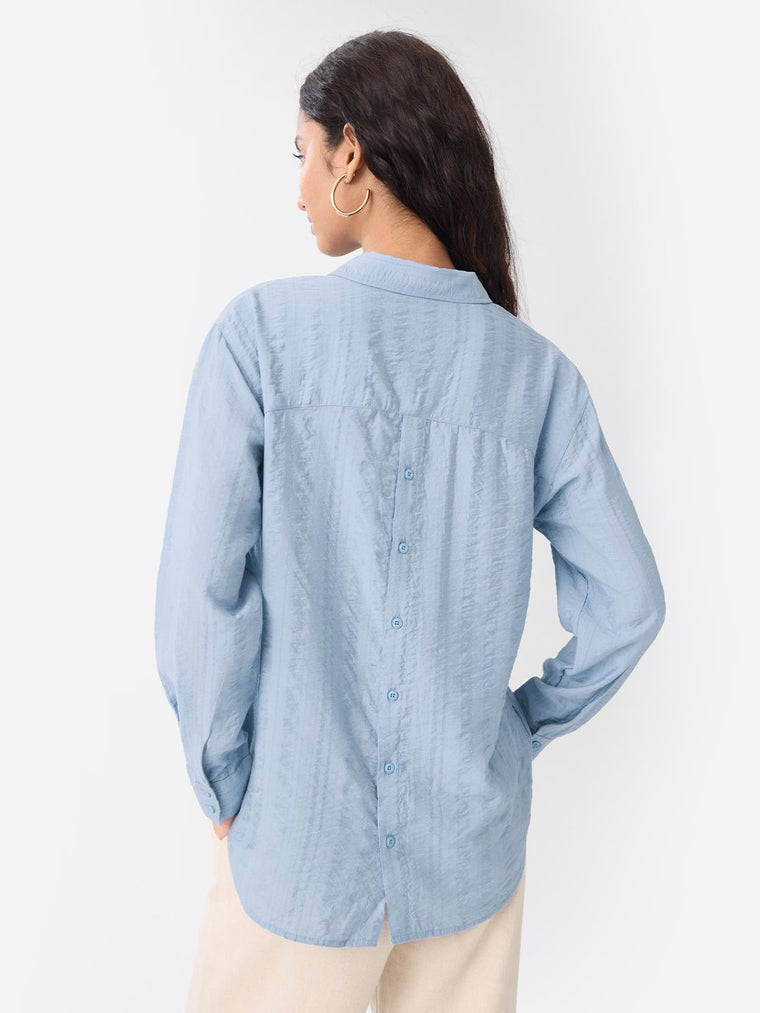Textured Shirt: Sky-Blue Women Relaxed Shirts
