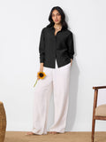 Back Tie Up Shirt: Black Women Oversized Shirts