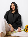 Back Tie Up Shirt: Black Women Oversized Shirts