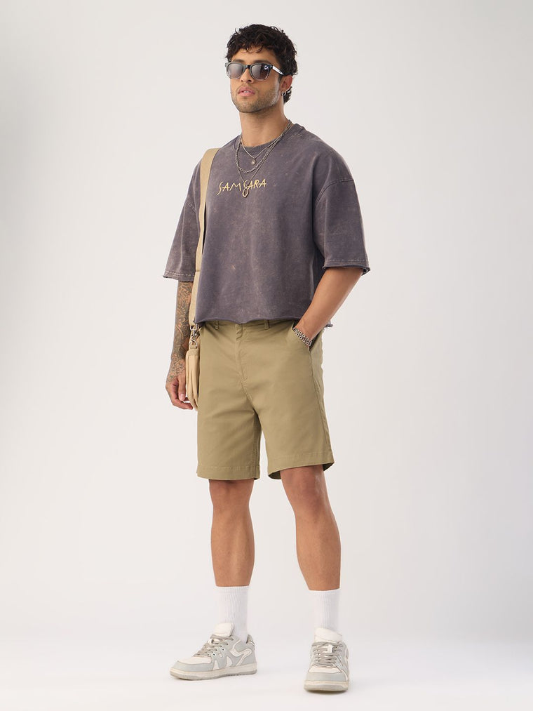 Bermuda Shorts: Camel Brown Men Bermuda Shorts