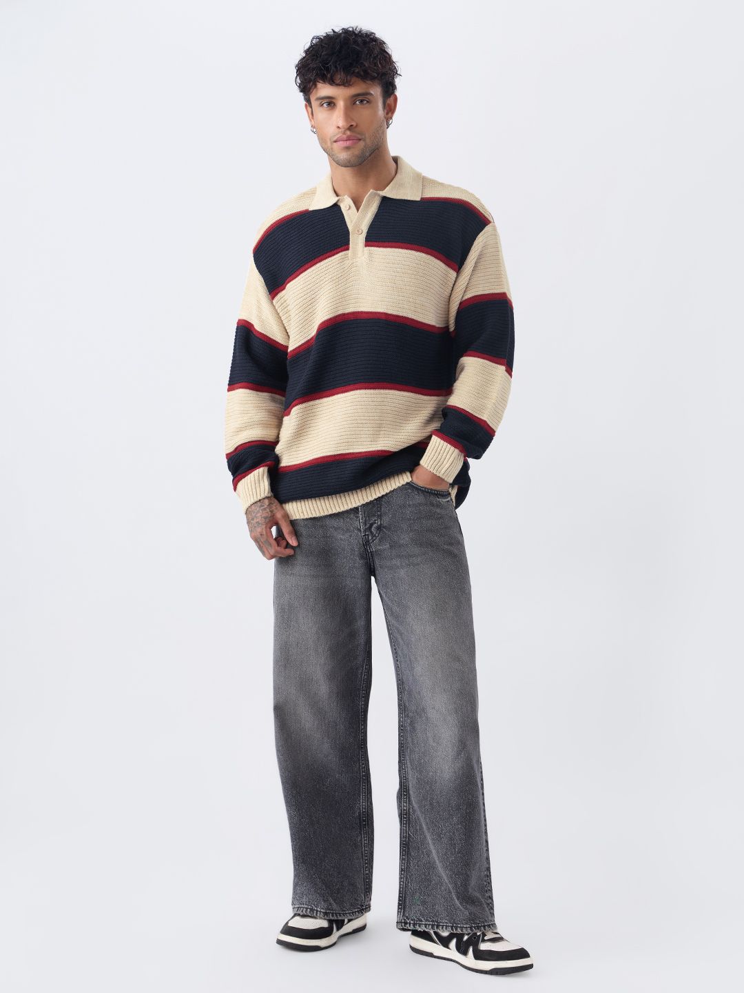 Textured Stripes: Retro Rugby Oversized Pullovers
