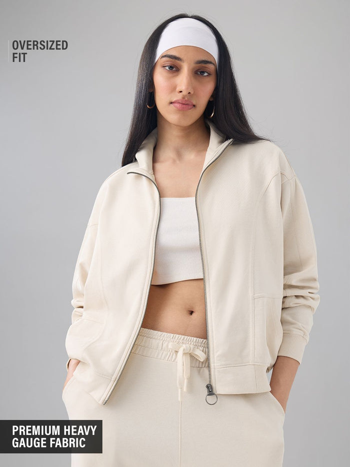 Solids: Off-White Women Oversized Sweatshirts