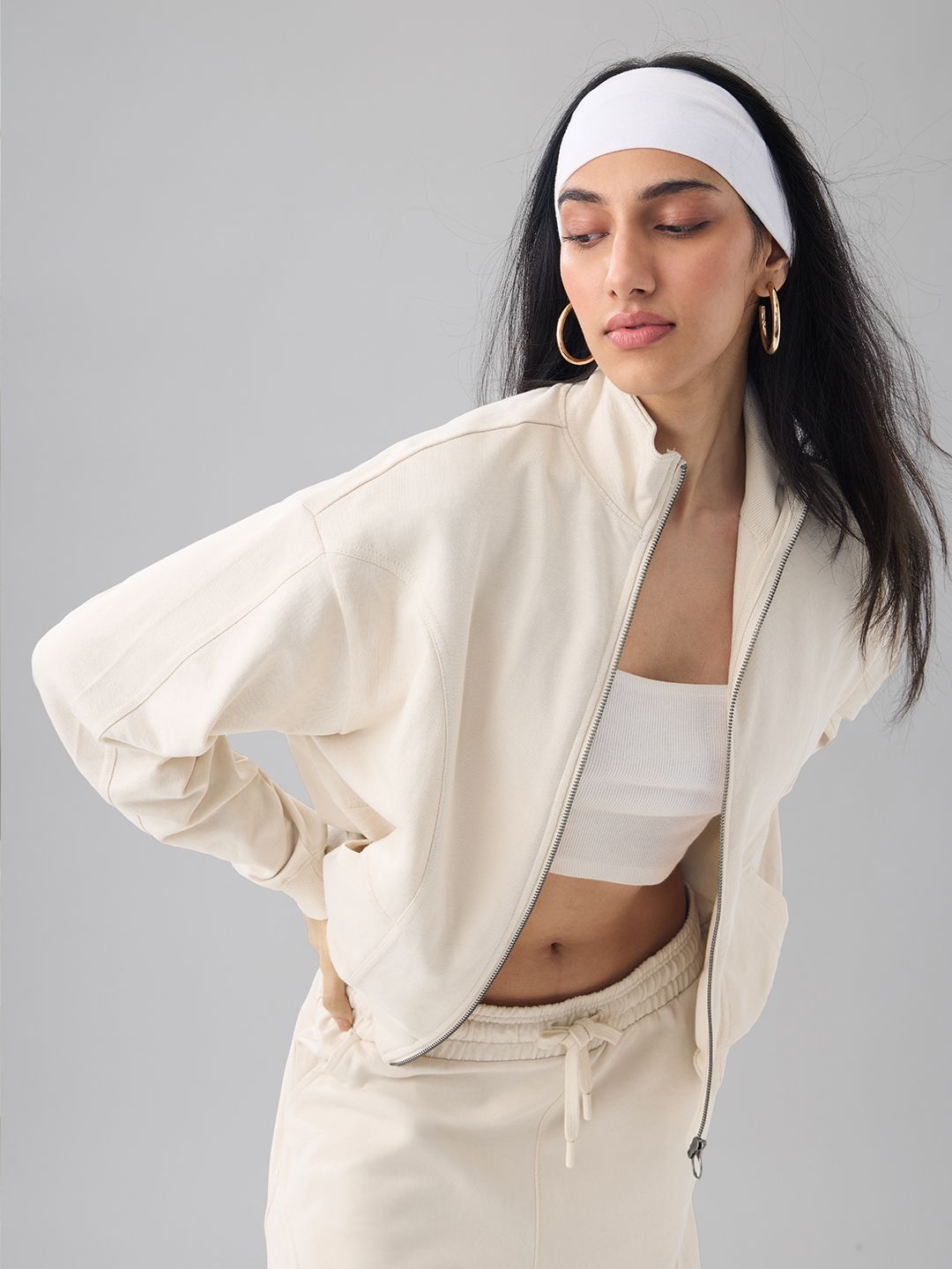 Solids: Off-White Women Oversized Sweatshirts