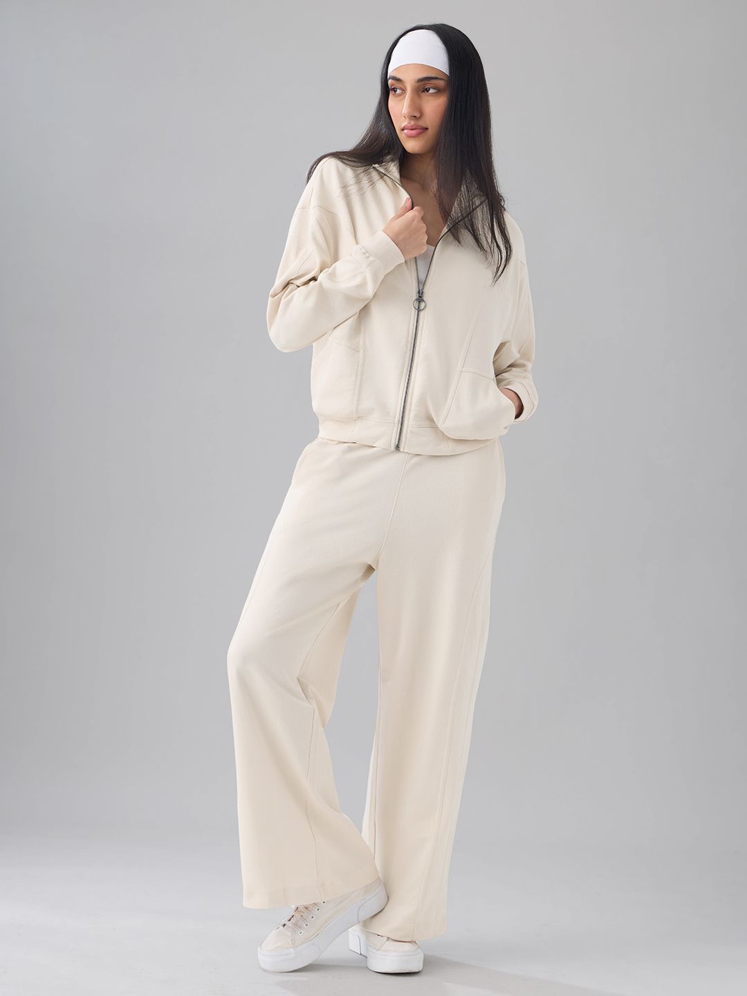 Solids: Off-White Women Oversized Sweatshirts