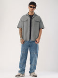 Cotton Linen Utility: Grey Oversized Shirts