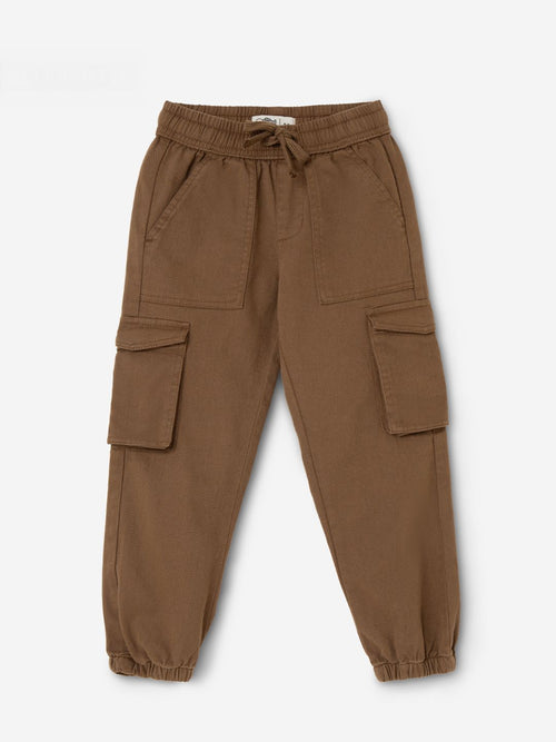 Solids: Earthy Brown Girls Cotton Joggers (2-8 Yrs)