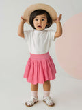Solids: Flamingo Pink Girls Cotton Skater Skirts (2-8 Yrs)
