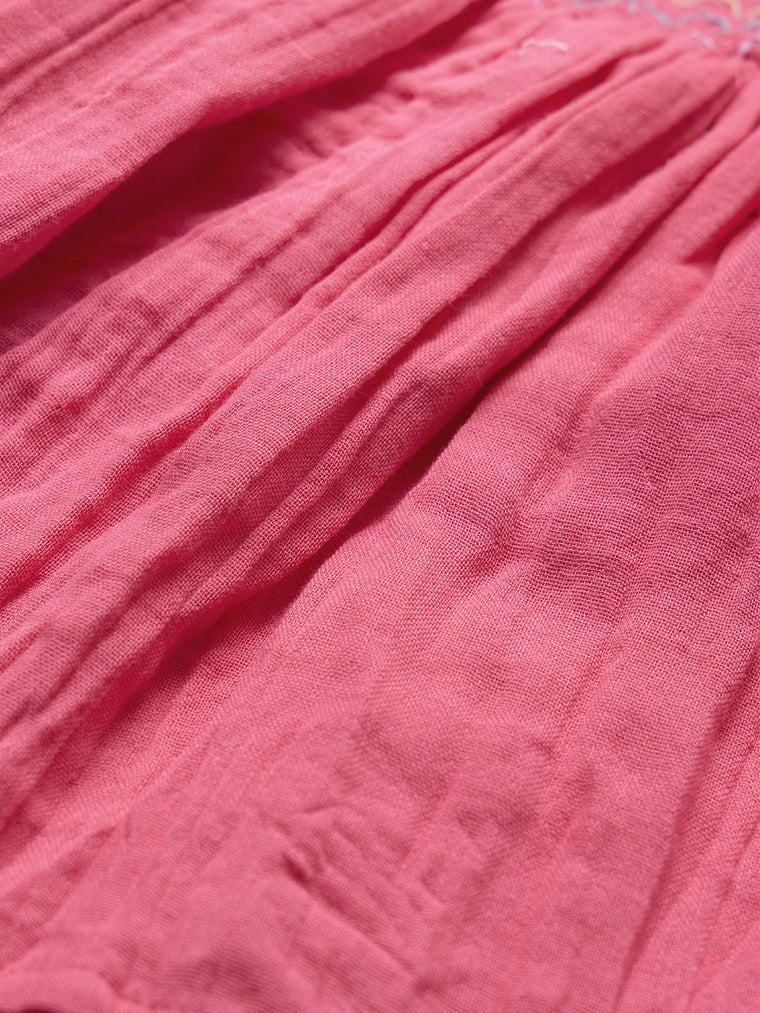 Solids: Flamingo Pink Girls Cotton Skater Skirts (2-8 Yrs)