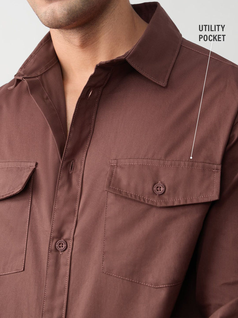 Utility Shirt: Merlot Men Utility Shirts