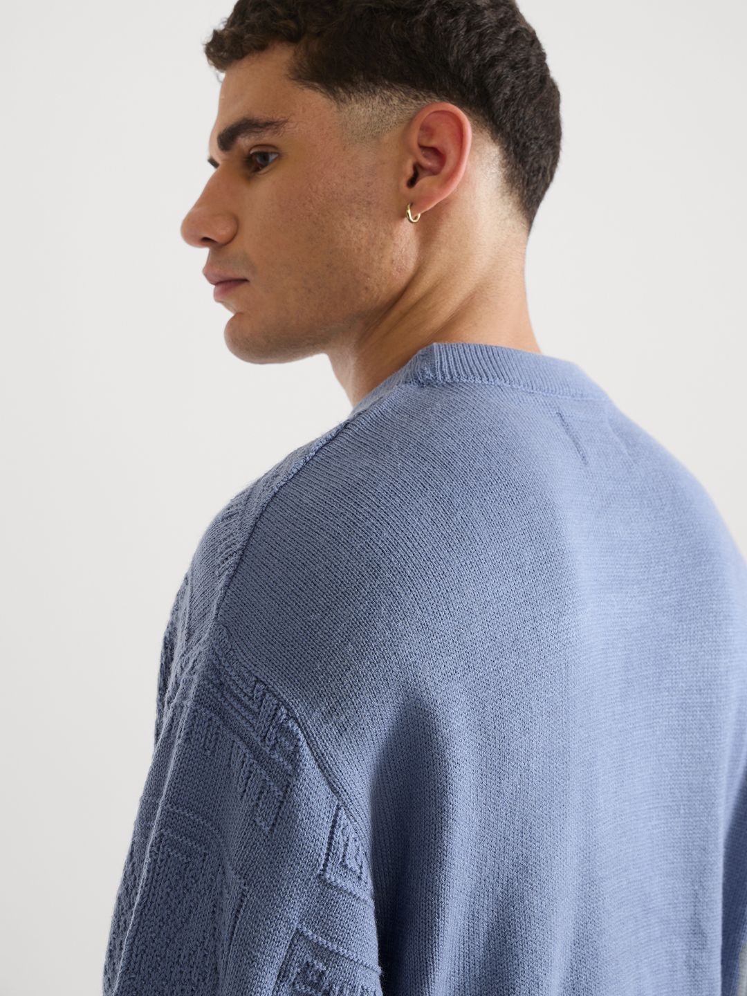 Jacquard Knit: Indie Azure Oversized Pullovers