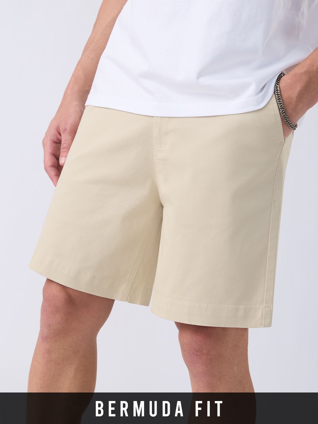 Bermuda Shorts: Pale Taupe Men Bermuda Shorts