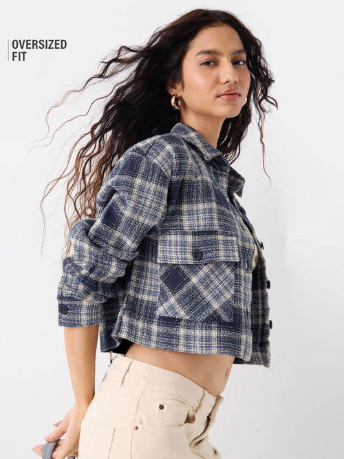 Plaid Shacket: Indigrid Women Shackets