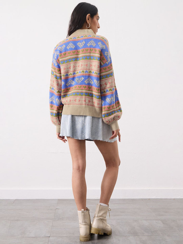 Knitted Sweater: Coral Clay Women Oversized Sweaters
