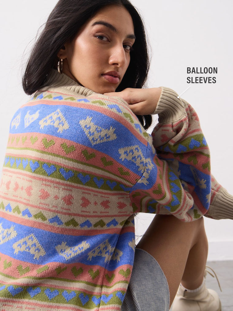 Knitted Sweater: Coral Clay Women Oversized Sweaters