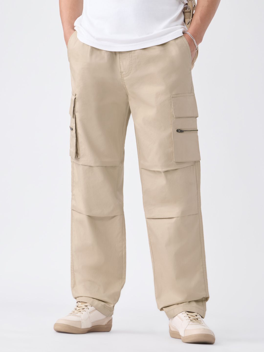 Parachute Pants: Creamy Beige Men Parachute Pants