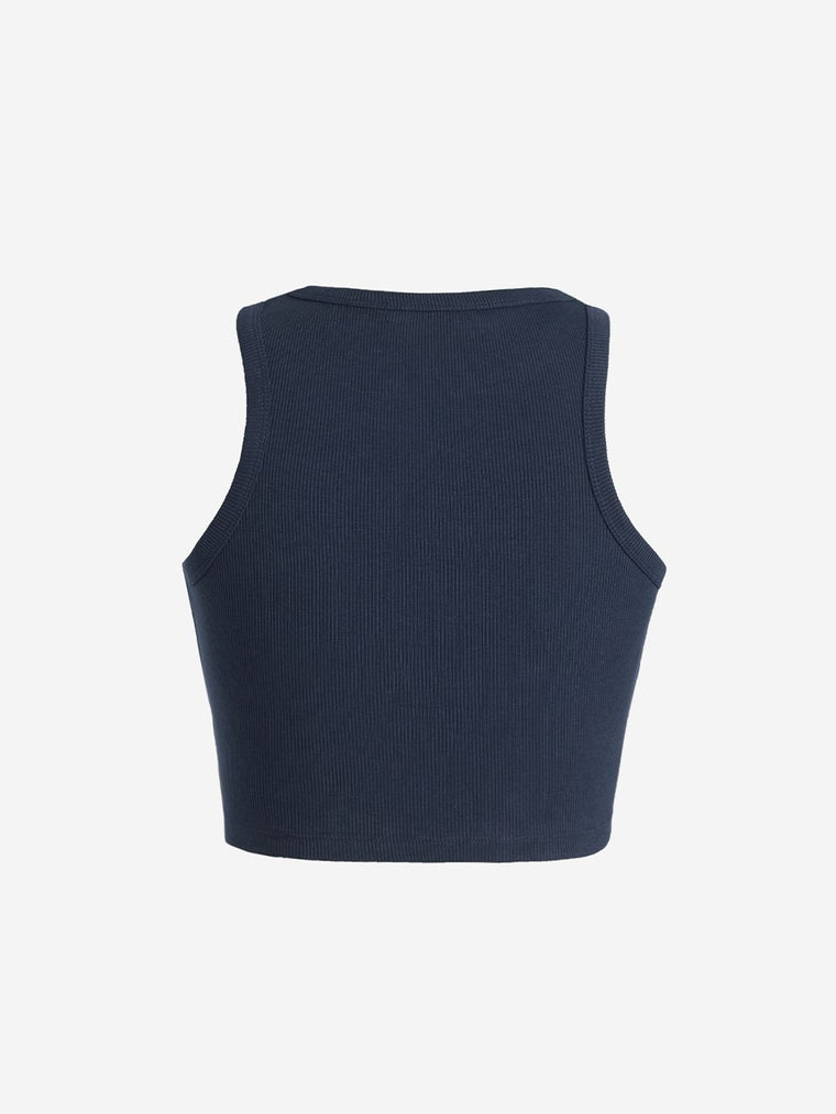 Ribbed Tank Top: Midnight Mood Women Knit Tops