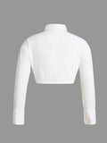 Cropped Shirt: Ivory Women Cropped Shirts