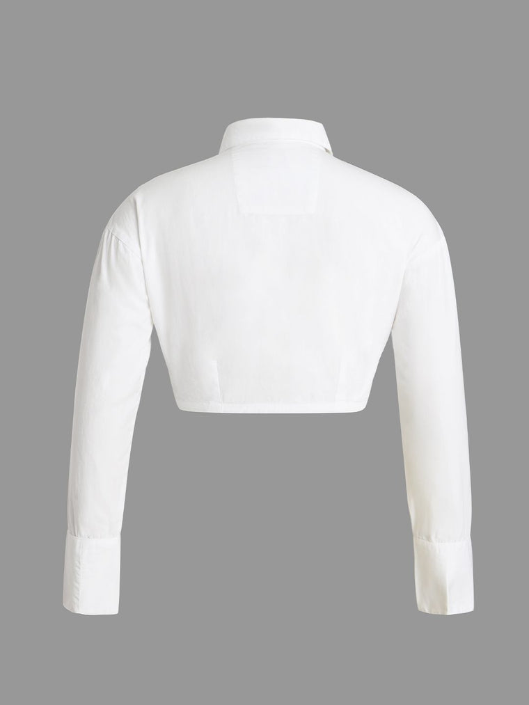 Cropped Shirt: Ivory Women Cropped Shirts