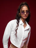 Cropped Shirt: Ivory Women Cropped Shirts