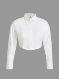 Cropped Shirt: Ivory Women Cropped Shirts