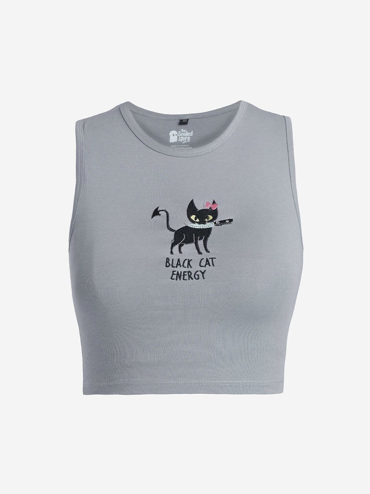 Black Cat Energy: Tank Top Women Knit Tops