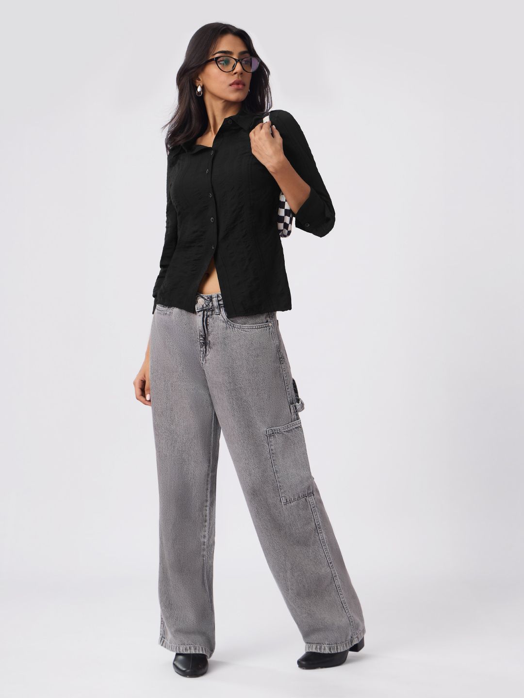 Textured Shirt: Aura Women Fitted Shirts
