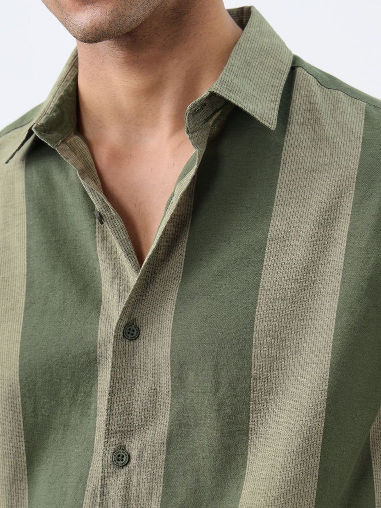 Cotton Linen Stripes: Grove Cotton Linen Shirts