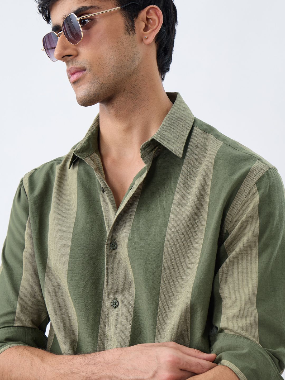 Cotton Linen Stripes: Grove Cotton Linen Shirts