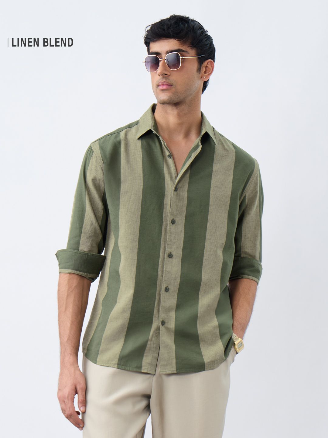 Cotton Linen Stripes: Grove Cotton Linen Shirts