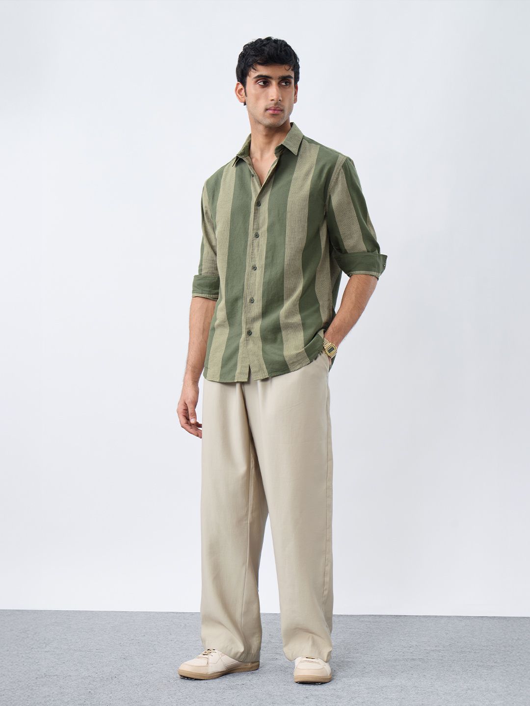 Cotton Linen Stripes: Grove Cotton Linen Shirts