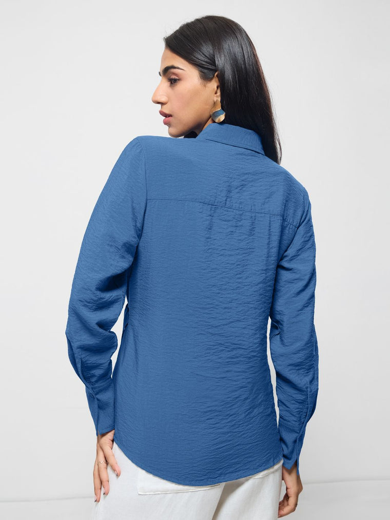 Buckle Shirt: Cobalt Women Regular Shirts