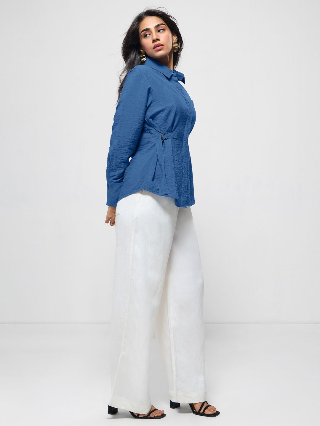 Buckle Shirt: Cobalt Women Regular Shirts