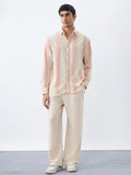 Cotton-Linen Stripes: Coral Cotton Linen Shirts