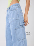 Relaxed Straight-Fit Denim: Aragon Blue Women Straight Denims