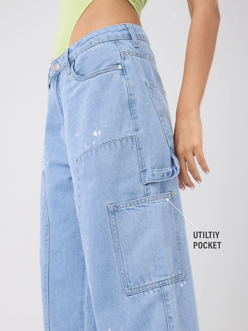 Relaxed Straight-Fit Denim: Aragon Blue Women Straight Denims