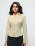 Tailored Zipper Shirt: Cream Women Fitted Shirts