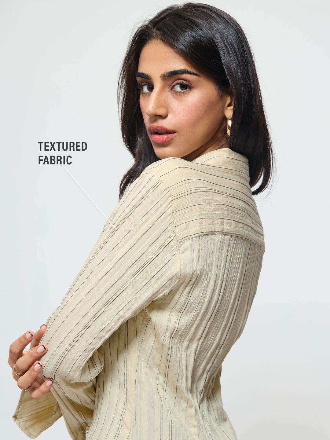 Tailored Zipper Shirt: Cream Women Fitted Shirts