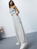 Cotton Linen Pant: Classic Grey Women Straight Pants