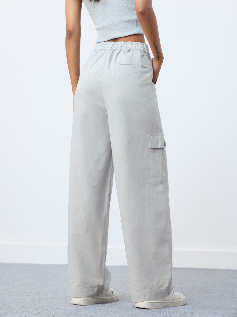 Cotton Linen Pant: Classic Grey Women Straight Pants