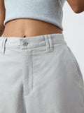 Cotton Linen Pant: Classic Grey Women Straight Pants