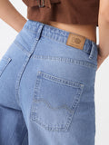 Relaxed Straight-Fit Denim: Ether Blue Women Straight Denims