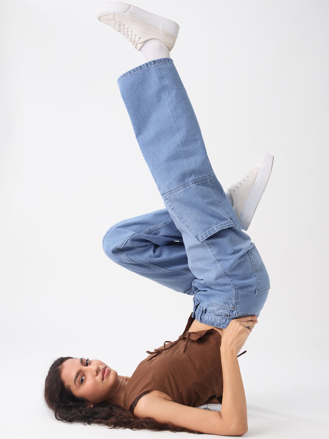 Relaxed Straight-Fit Denim: Ether Blue Women Straight Denims