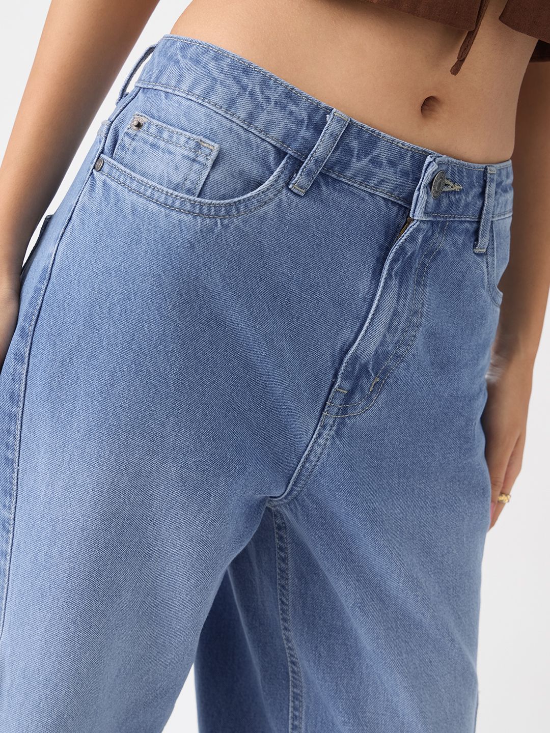 Relaxed Straight-Fit Denim: Ether Blue Women Straight Denims