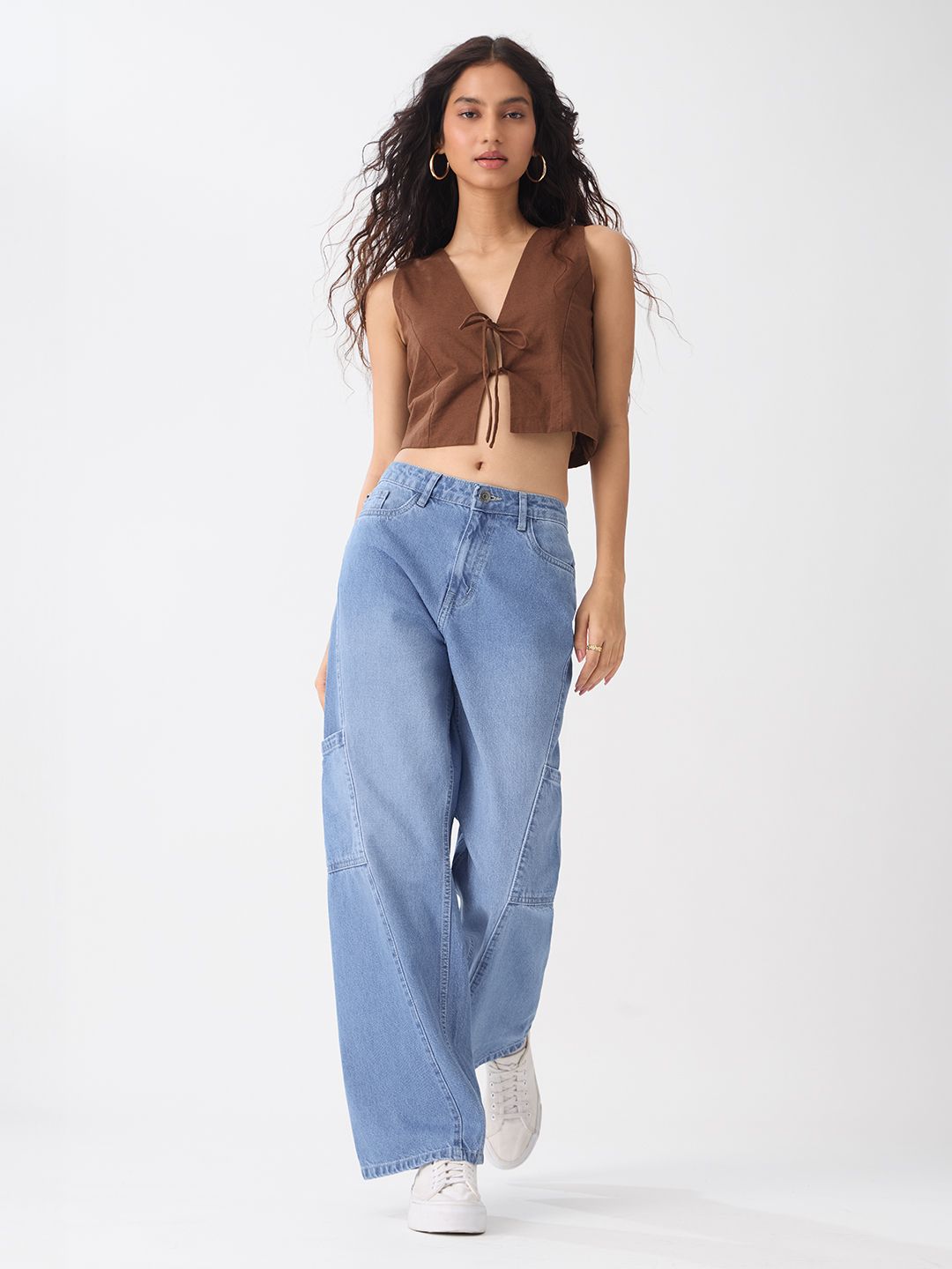 Relaxed Straight-Fit Denim: Ether Blue Women Straight Denims